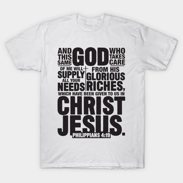 Philippians 4:19 T-Shirt by Plushism